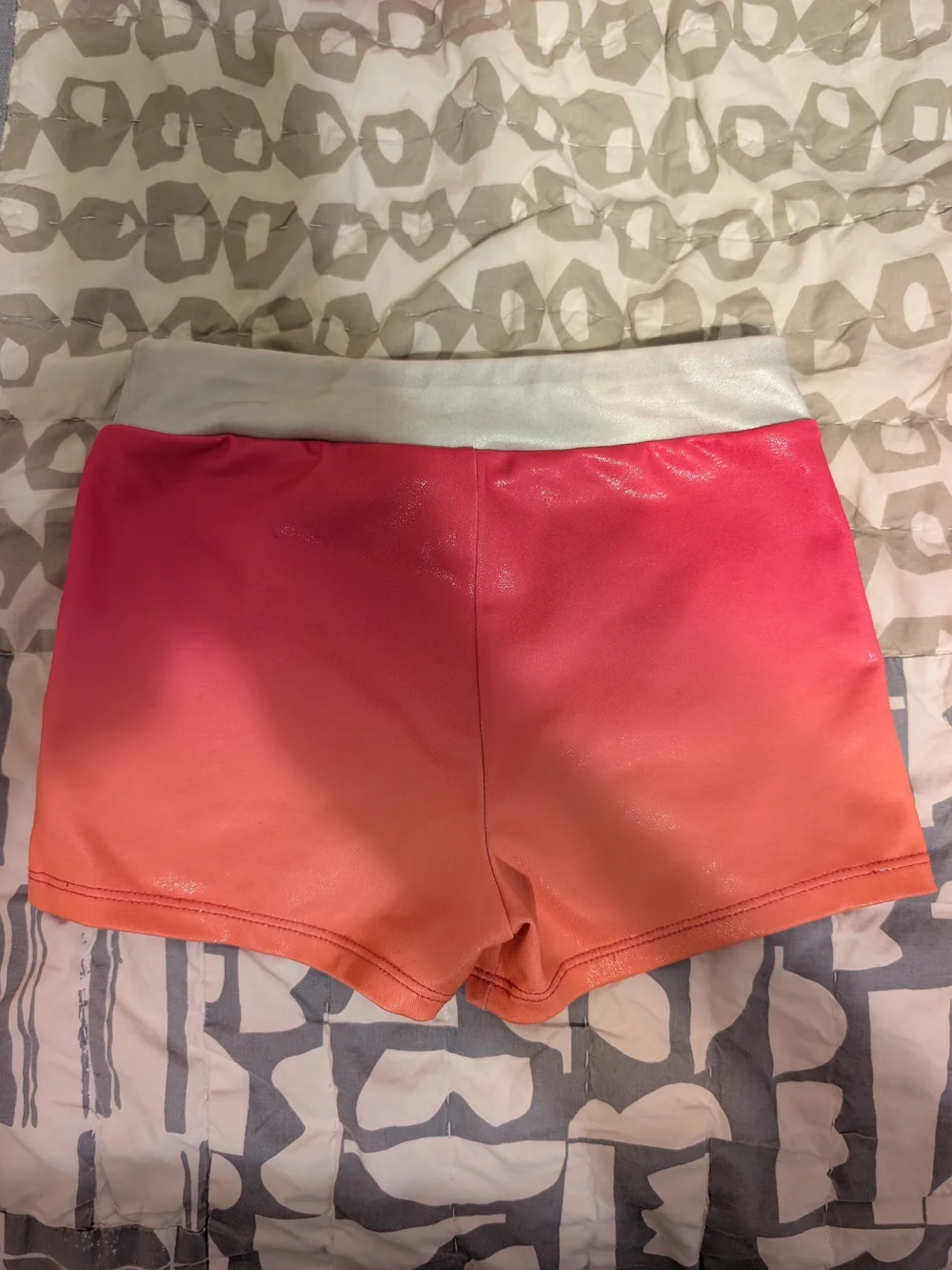 Girls' Gradient Pink-Orange Tank Leotard and Shorts Set